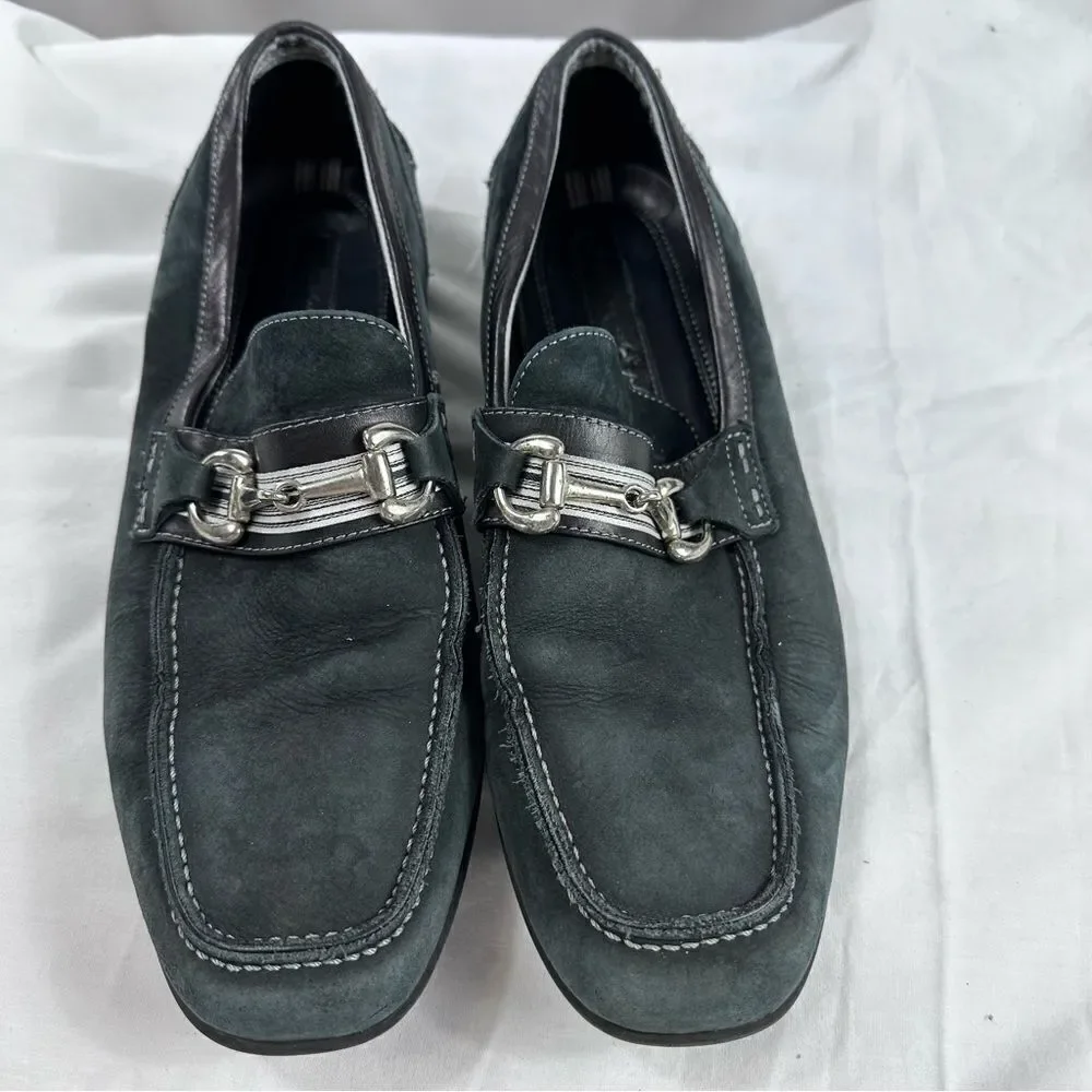 Johnston Murphy Loafer Men's 8.5 M Black & grey Toe Silver Bit